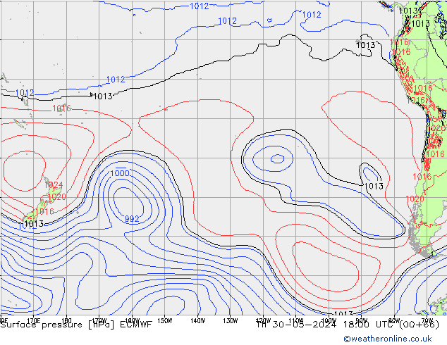 Pressione al suolo ECMWF gio 30.05.2024 18 UTC