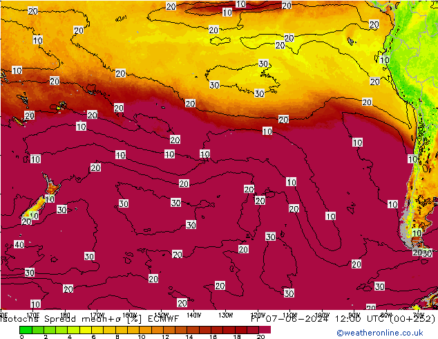 Isotachs Spread ECMWF ven 07.06.2024 12 UTC