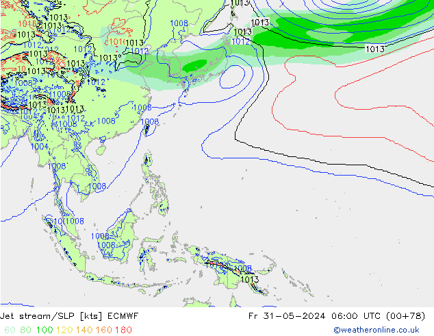 джет/приземное давление ECMWF пт 31.05.2024 06 UTC