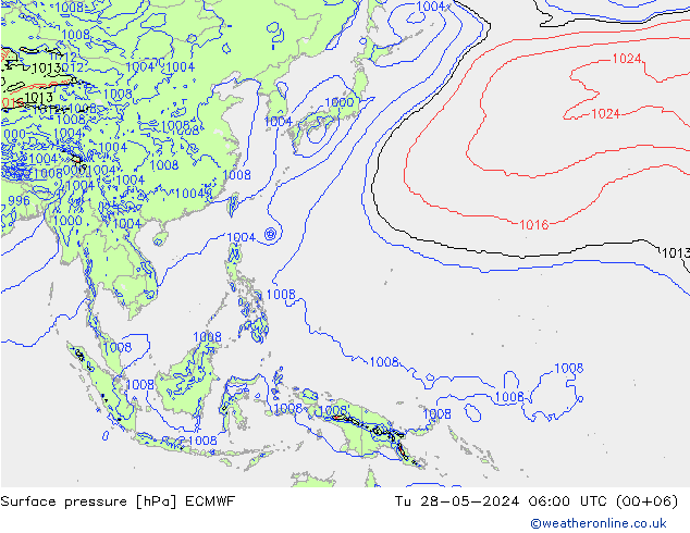 ciśnienie ECMWF wto. 28.05.2024 06 UTC