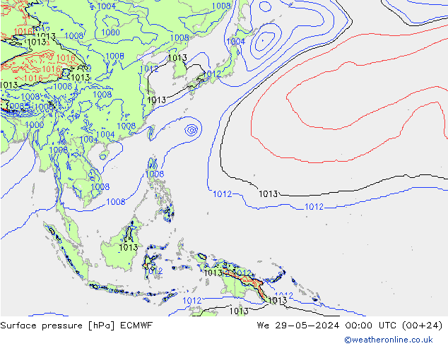 Surface pressure ECMWF We 29.05.2024 00 UTC