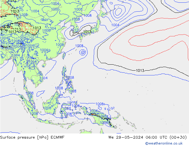 Yer basıncı ECMWF Çar 29.05.2024 06 UTC