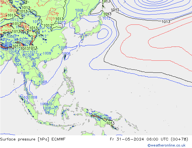 Bodendruck ECMWF Fr 31.05.2024 06 UTC