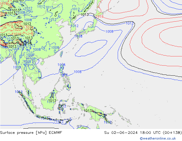 приземное давление ECMWF Вс 02.06.2024 18 UTC