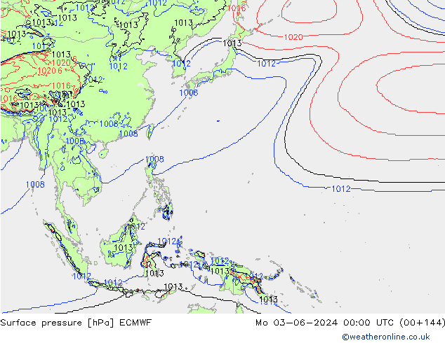 Atmosférický tlak ECMWF Po 03.06.2024 00 UTC