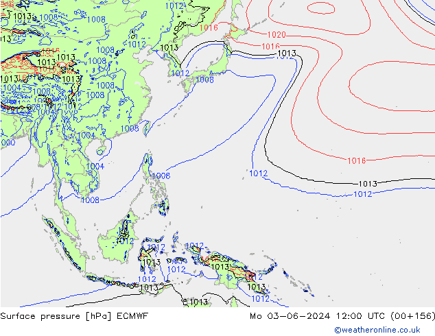 Surface pressure ECMWF Mo 03.06.2024 12 UTC