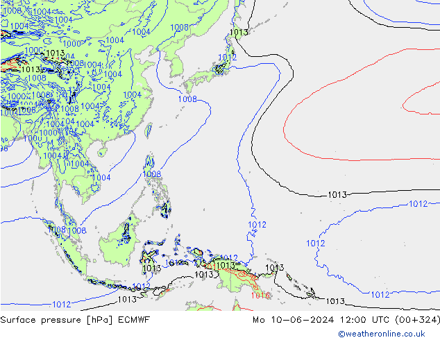 Surface pressure ECMWF Mo 10.06.2024 12 UTC