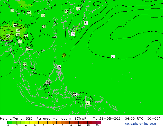 Géop./Temp. 925 hPa ECMWF mar 28.05.2024 06 UTC