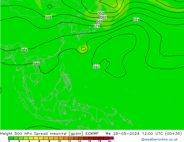 Height 500 hPa Spread ECMWF  29.05.2024 12 UTC