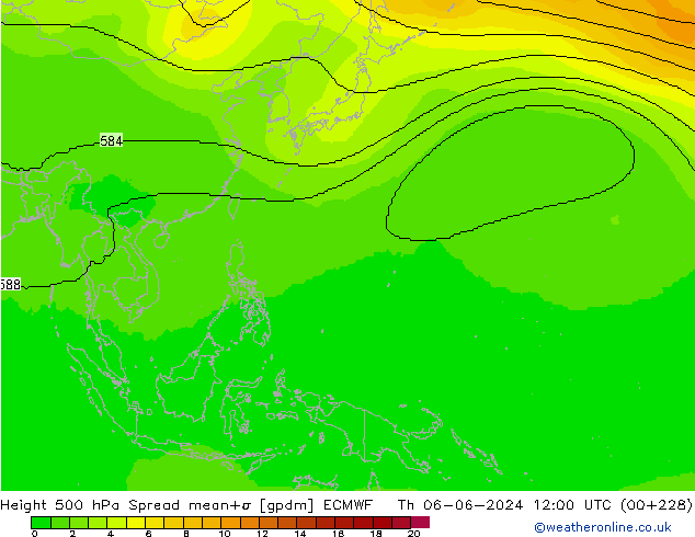 Height 500 hPa Spread ECMWF Th 06.06.2024 12 UTC