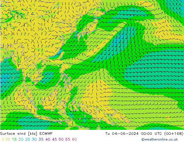 Vent 10 m ECMWF mar 04.06.2024 00 UTC