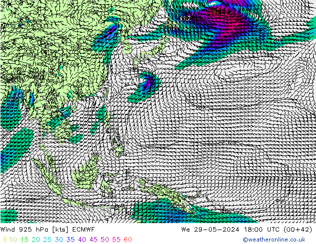 Wind 925 hPa ECMWF We 29.05.2024 18 UTC