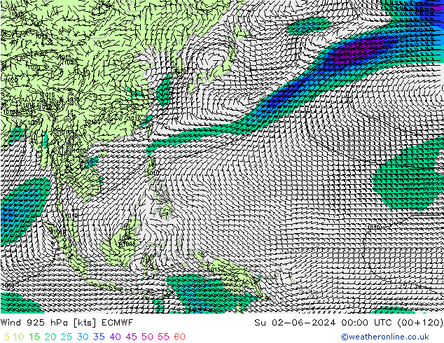 Wind 925 hPa ECMWF zo 02.06.2024 00 UTC