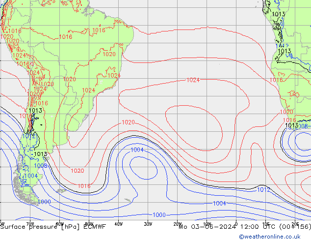 Luchtdruk (Grond) ECMWF ma 03.06.2024 12 UTC