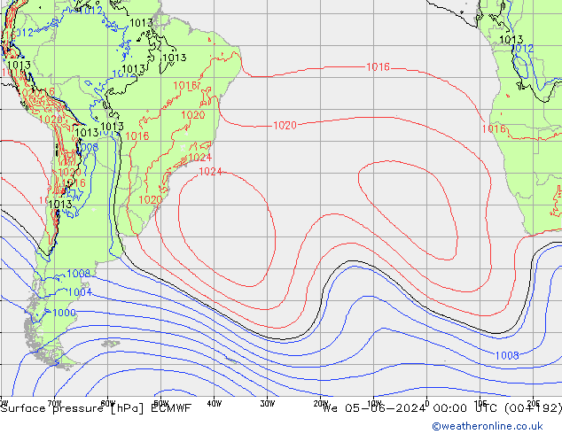 pression de l'air ECMWF mer 05.06.2024 00 UTC