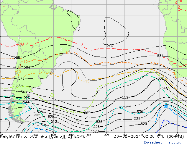 Geop./Temp. 500 hPa ECMWF jue 30.05.2024 00 UTC