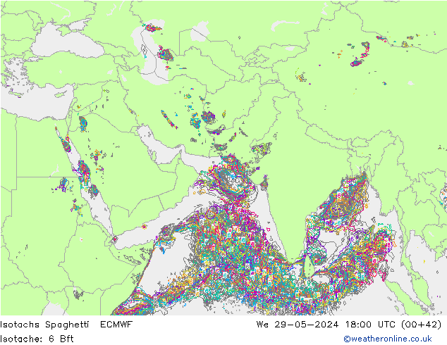 Eşrüzgar Hızları Spaghetti ECMWF Çar 29.05.2024 18 UTC