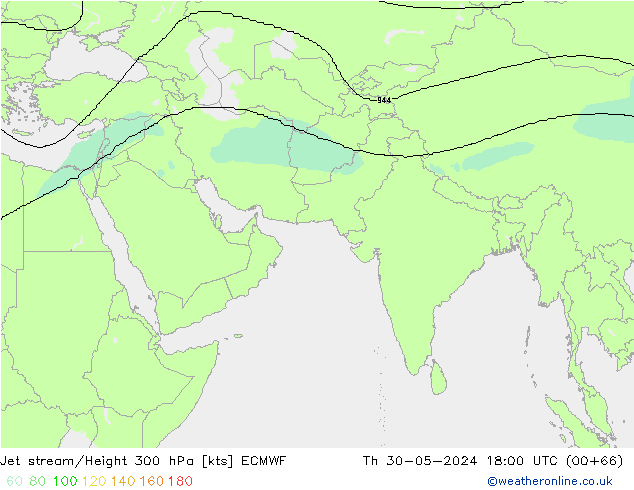 Jet stream ECMWF Qui 30.05.2024 18 UTC