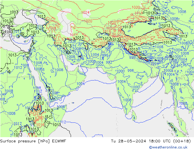 Luchtdruk (Grond) ECMWF di 28.05.2024 18 UTC