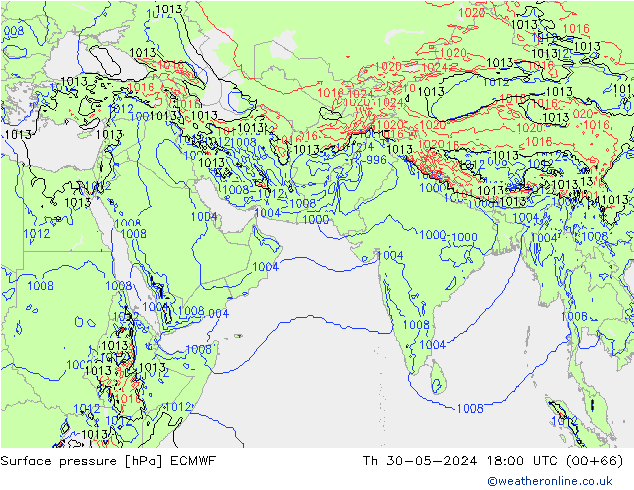 Atmosférický tlak ECMWF Čt 30.05.2024 18 UTC