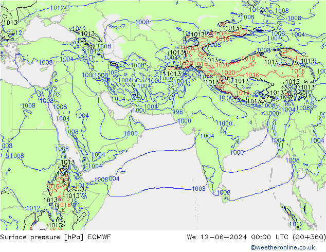 pressão do solo ECMWF Qua 12.06.2024 00 UTC