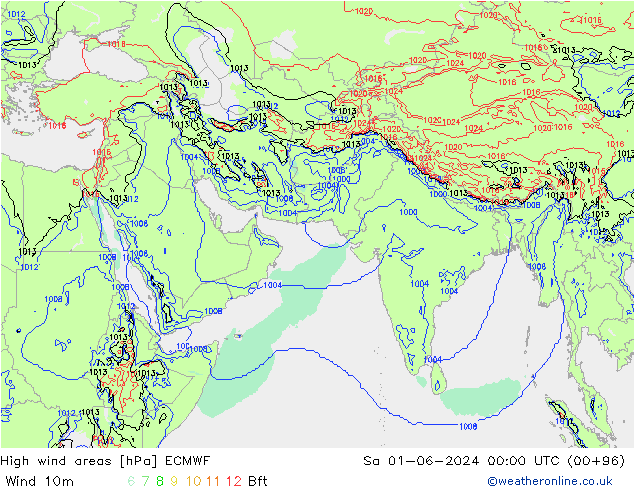 High wind areas ECMWF So 01.06.2024 00 UTC