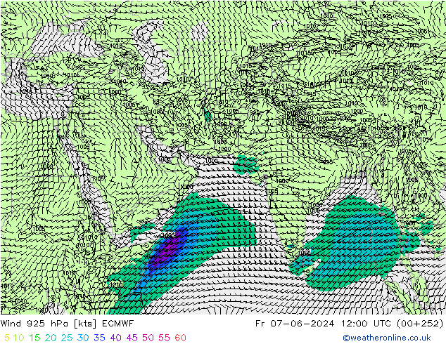 Viento 925 hPa ECMWF vie 07.06.2024 12 UTC