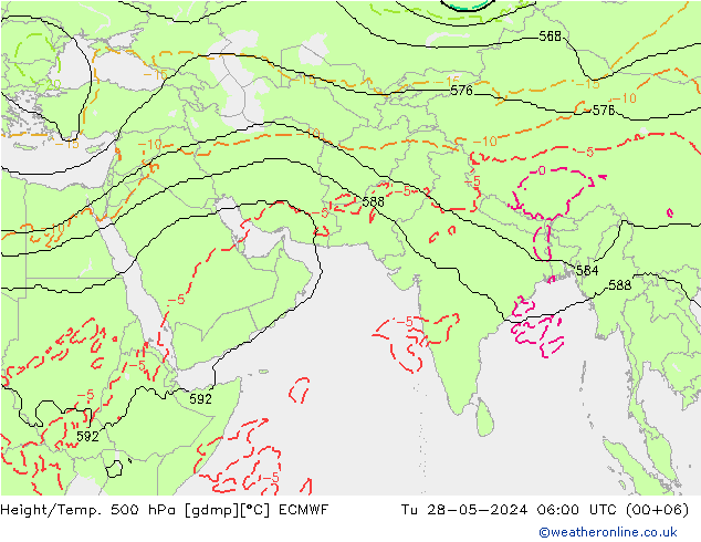 Height/Temp. 500 hPa ECMWF Tu 28.05.2024 06 UTC