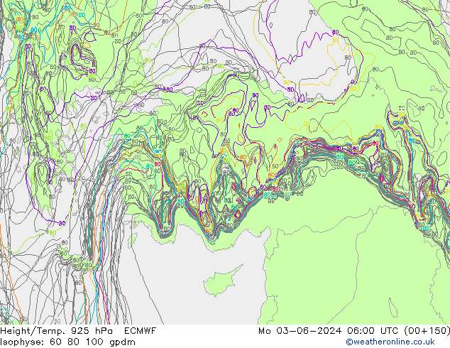 Height/Temp. 925 hPa ECMWF Seg 03.06.2024 06 UTC