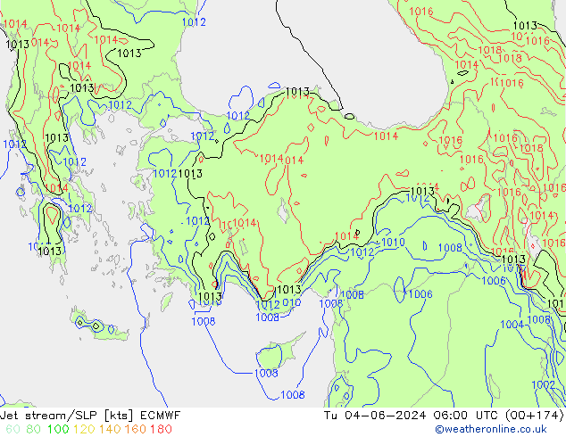 Jet stream ECMWF Ter 04.06.2024 06 UTC