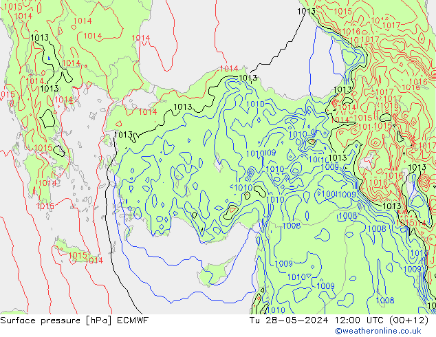 Surface pressure ECMWF Tu 28.05.2024 12 UTC