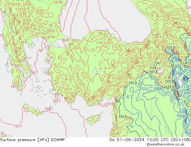 pressão do solo ECMWF Sáb 01.06.2024 12 UTC