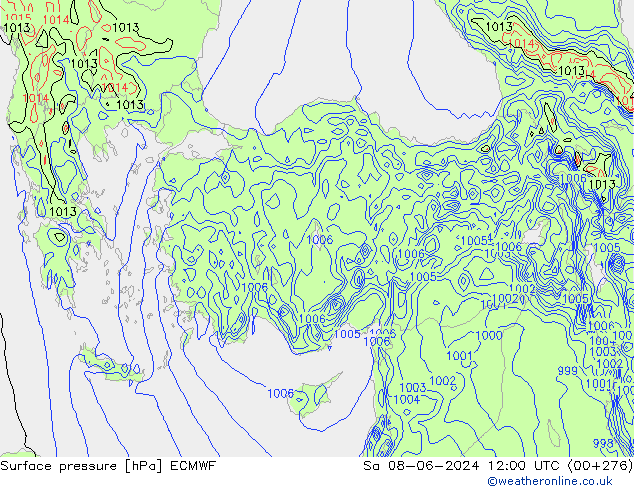 ciśnienie ECMWF so. 08.06.2024 12 UTC