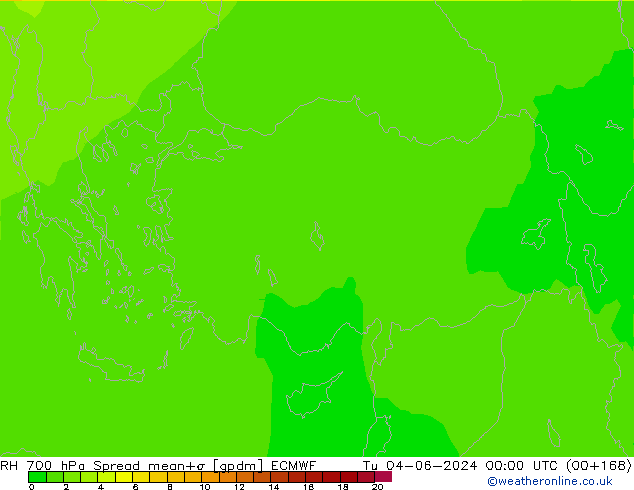 RH 700 hPa Spread ECMWF Ter 04.06.2024 00 UTC