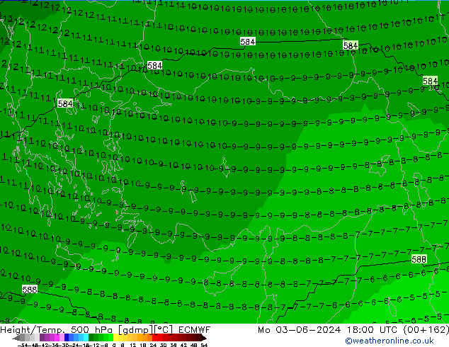 Height/Temp. 500 hPa ECMWF Seg 03.06.2024 18 UTC