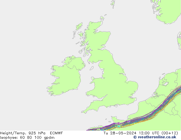 Height/Temp. 925 hPa ECMWF Tu 28.05.2024 12 UTC