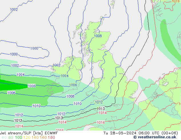 Jet Akımları/SLP ECMWF Sa 28.05.2024 06 UTC