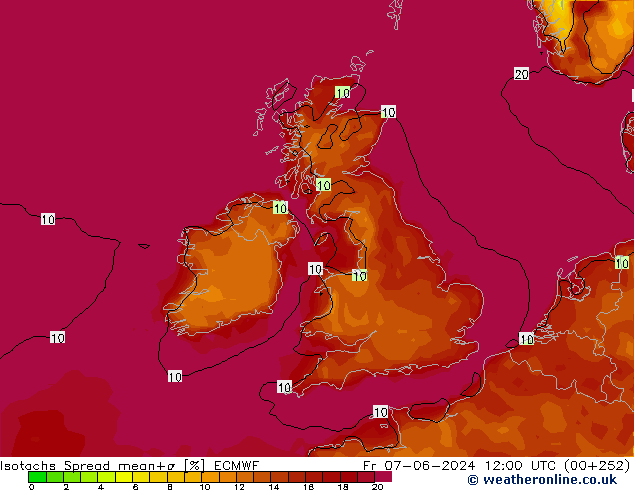 Isotaca Spread ECMWF vie 07.06.2024 12 UTC