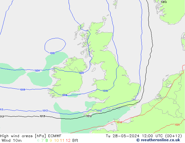 High wind areas ECMWF Tu 28.05.2024 12 UTC