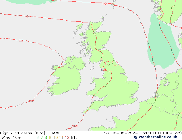 High wind areas ECMWF Su 02.06.2024 18 UTC