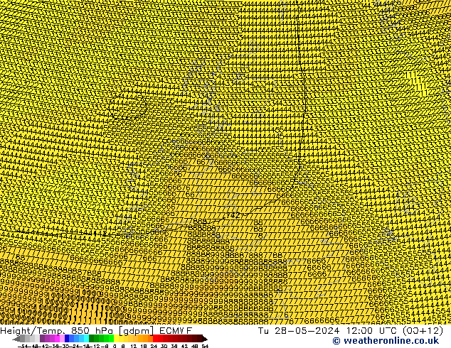 Height/Temp. 850 hPa ECMWF Tu 28.05.2024 12 UTC