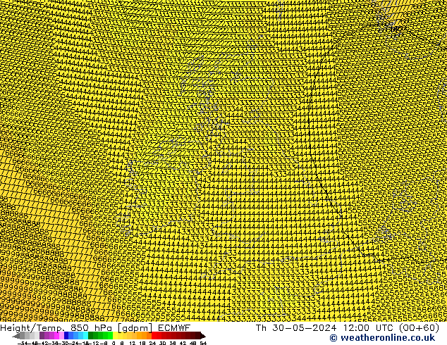 Géop./Temp. 850 hPa ECMWF jeu 30.05.2024 12 UTC