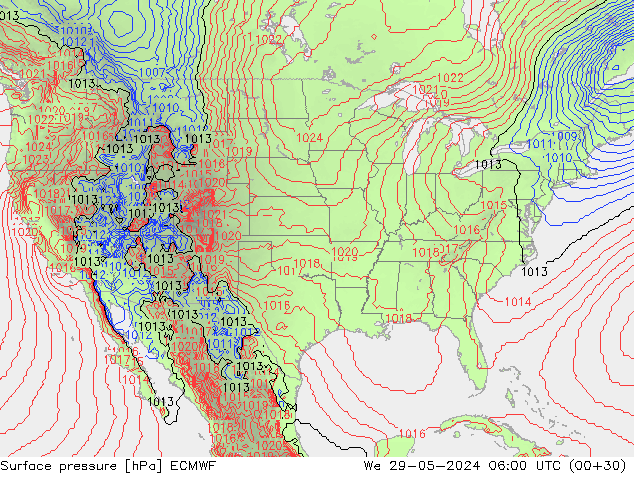 ciśnienie ECMWF śro. 29.05.2024 06 UTC