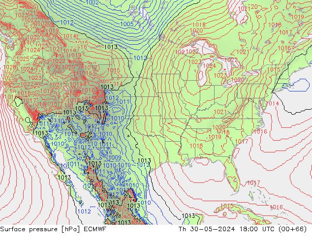 pressão do solo ECMWF Qui 30.05.2024 18 UTC