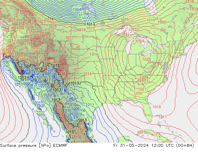 Luchtdruk (Grond) ECMWF vr 31.05.2024 12 UTC