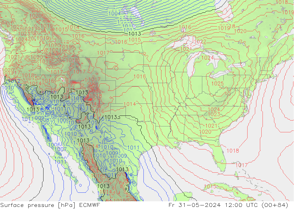 Surface pressure ECMWF Fr 31.05.2024 12 UTC