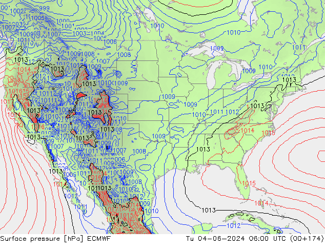 Surface pressure ECMWF Tu 04.06.2024 06 UTC