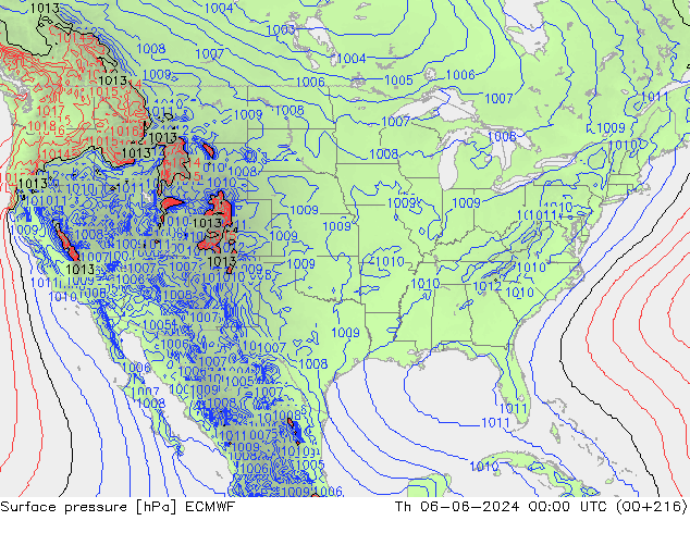 pressão do solo ECMWF Qui 06.06.2024 00 UTC