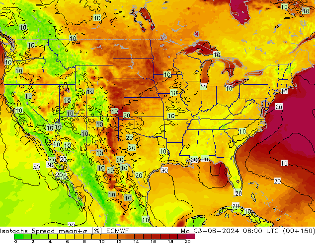 Isotachs Spread ECMWF Mo 03.06.2024 06 UTC