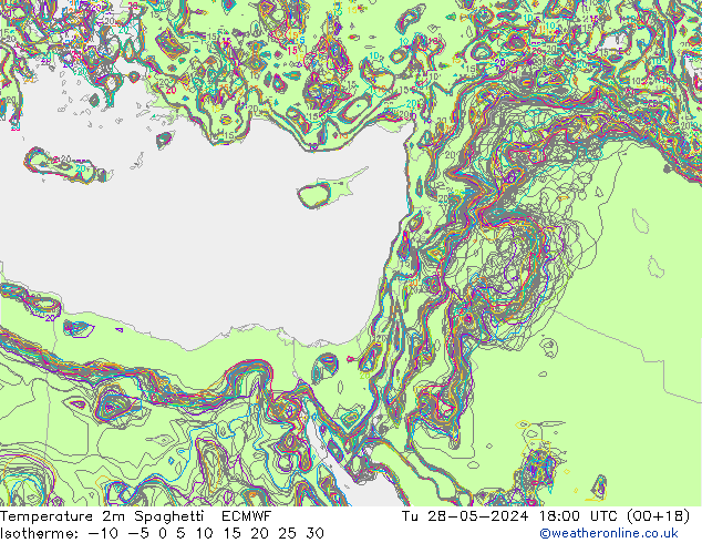 Temperatuurkaart Spaghetti ECMWF di 28.05.2024 18 UTC